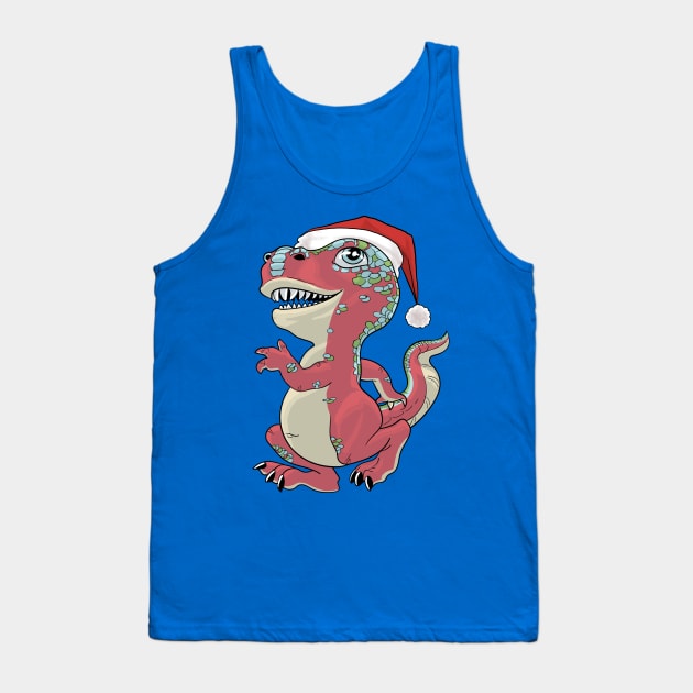 Christmas Lil T-Rex Tank Top by AyotaIllustration